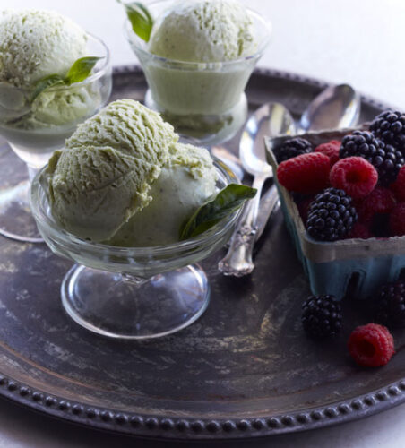Basil Ice Cream Recipe with Summer Berries